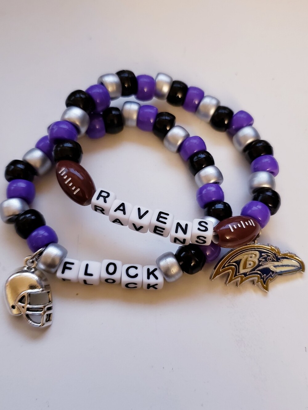 Handmade Stackable Ravens Flock Baltimore Ravens Bracelets
